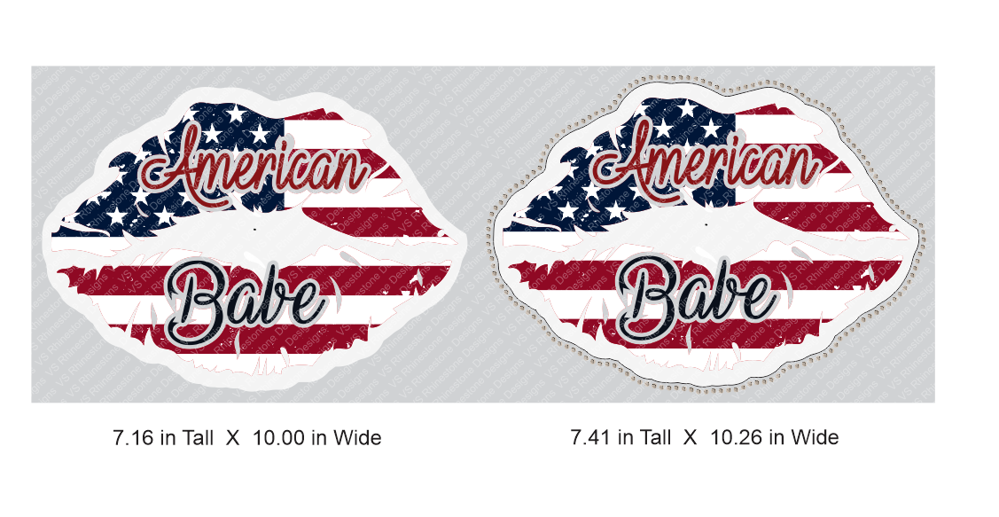 American Babe Full Color Transfer with optional Rhinestones